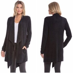 Barefoot Dreams Cozy Chic Lite Black Island Cardigan Size L/XL